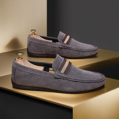 Merivale Striped Band Faux Suede Loafers 2