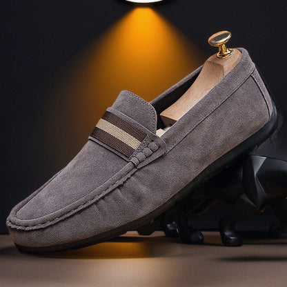 Merivale Striped Band Faux Suede Loafers 10