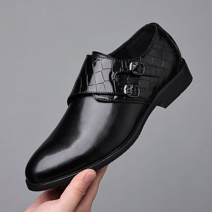 Vallencourt Croc-Effect Panel Double Monk Shoes