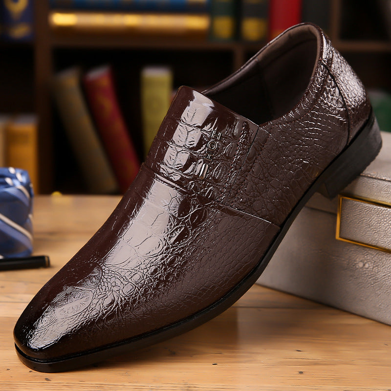 Beaumont Glossy Croc-Effect Slip-On Dress Shoes 2