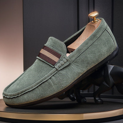 Merivale Striped Band Faux Suede Loafers 9