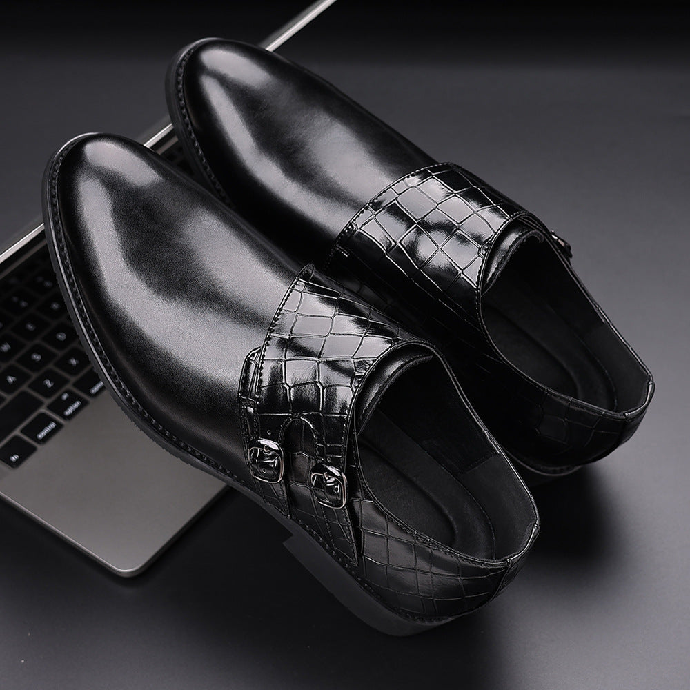 Vallencourt Croc-Effect Panel Double Monk Shoes 4
