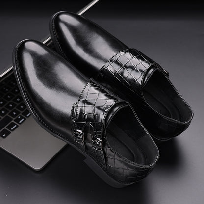 Vallencourt Croc-Effect Panel Double Monk Shoes 4