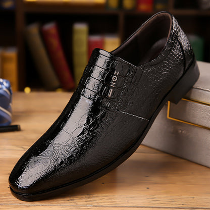 Beaumont Glossy Croc-Effect Slip-On Dress Shoes
