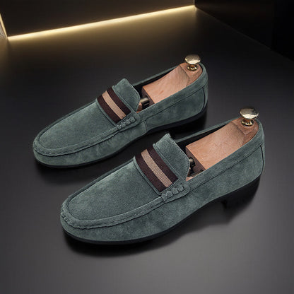 Merivale Striped Band Faux Suede Loafers
