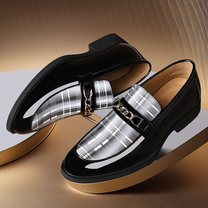 Alderwick Plaid Panel Chain Loafers