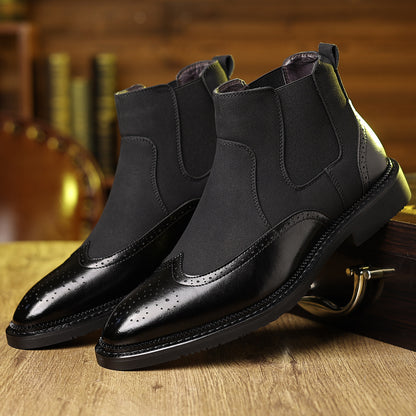 Ardsley Brogue Chelsea Boots elastic side panel detail