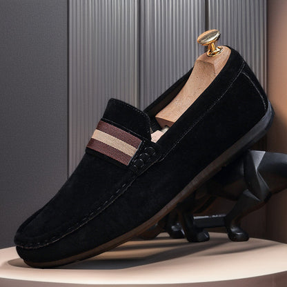 Merivale Striped Band Faux Suede Loafers 7