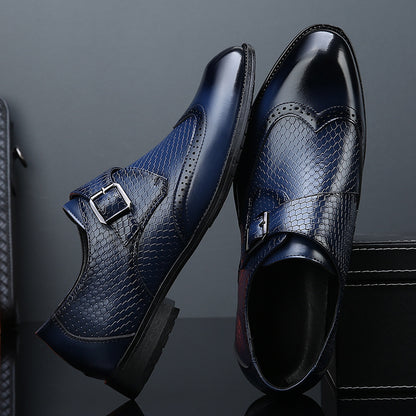 Ashbourne Embossed Wingtip Monk Shoes 3