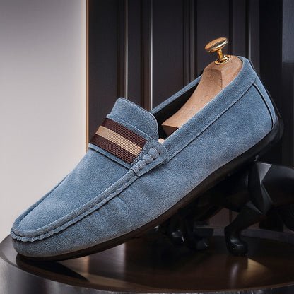 Merivale Striped Band Faux Suede Loafers 8
