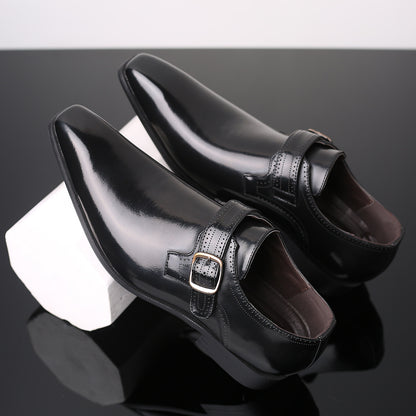 Ambrose Square Toe Buckle Shoes in black