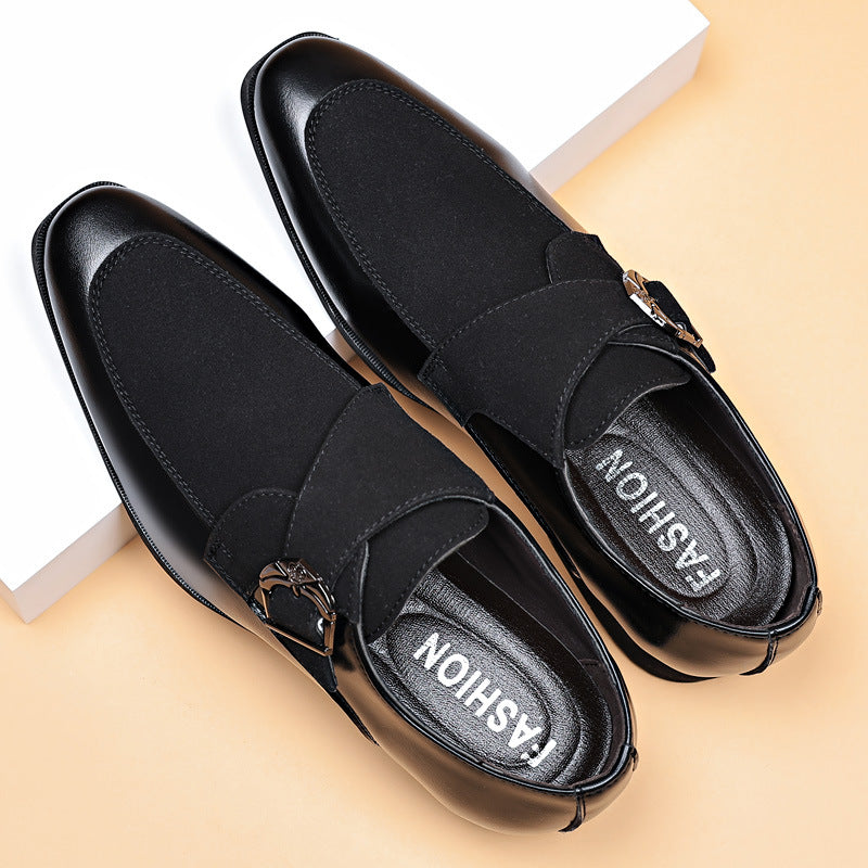 Ellsworth Monk Strap Shoes suede and leather panel detail
