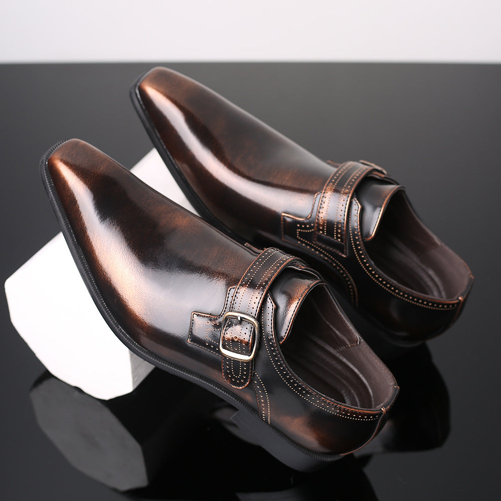 Ambrose Square Toe Buckle Shoes in yellow tan