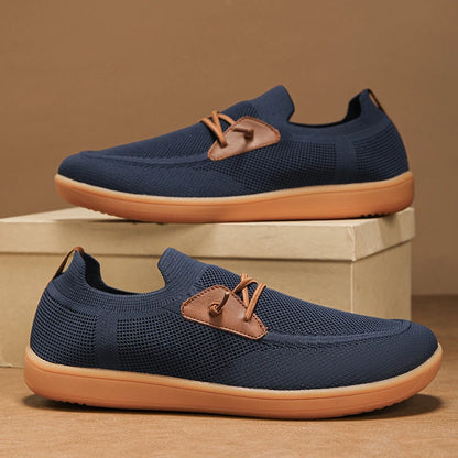 Alder Knit Slip-Ons in dark blue, side profile