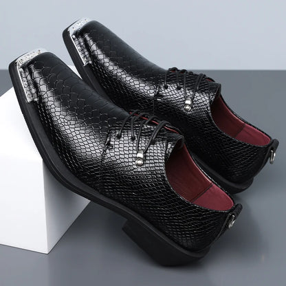 Montrose Croc-Effect Square Toe Dress Shoes
