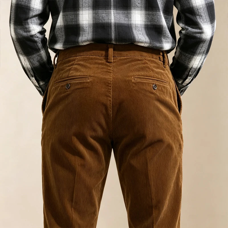 Wexford Pleated Corduroy Trousers pleat and waist detail