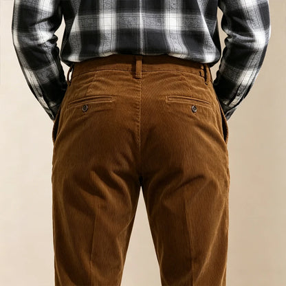 Wexford Pleated Corduroy Trousers pleat and waist detail
