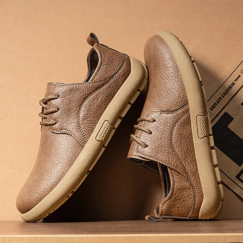 Kingsley Wedge Sole Derbies in tan, side profile