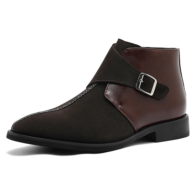 Ashcombe Patchwork Chelsea Boots in black, side profile