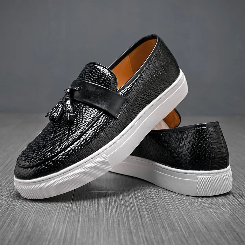 Ellery Tassel Loafers woven leather texture and tassel detail