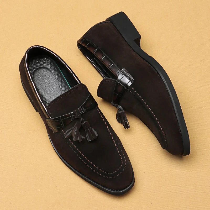 Fairholme Tassel Loafers napped suede texture detail
