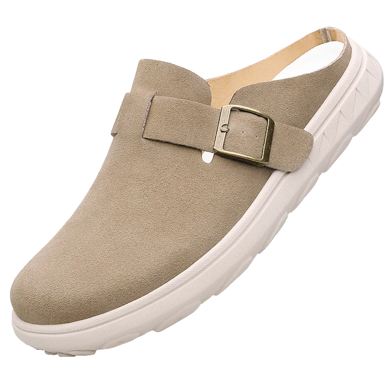 Marlowe Suede Clogs in khaki