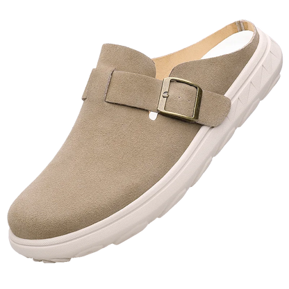 Marlowe Suede Clogs in khaki