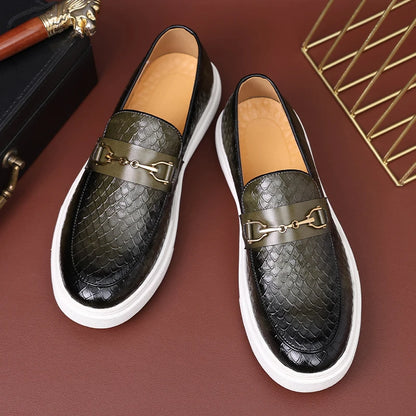 Marchetti Croc Horsebit Loafers in green