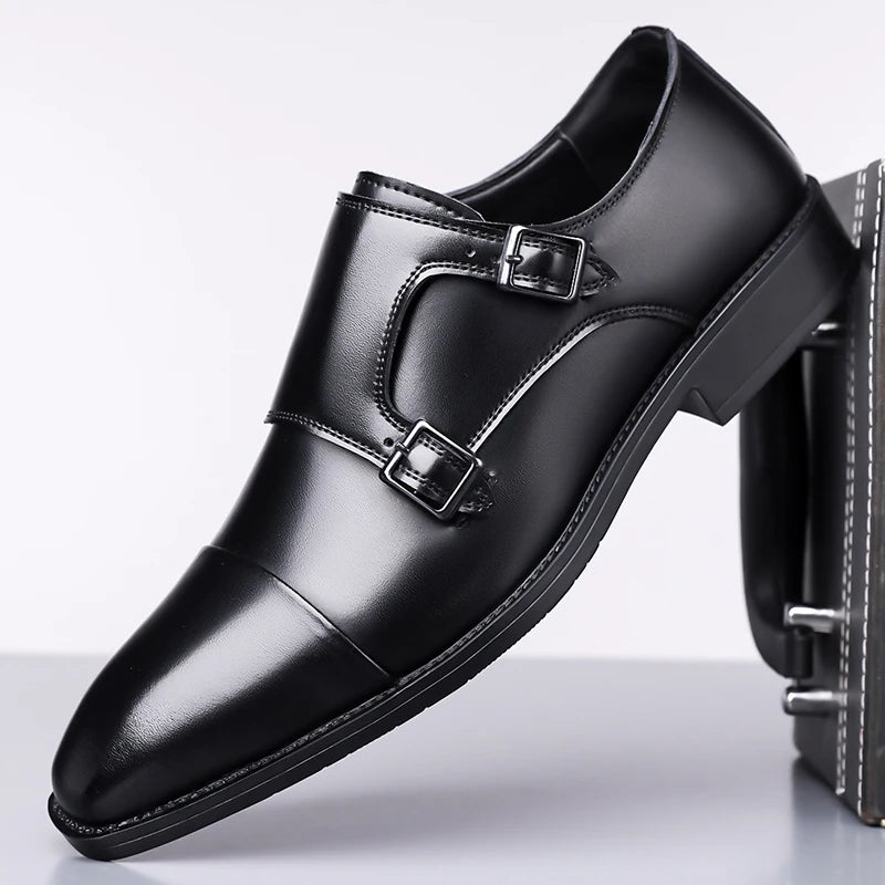 Auremont Split Leather Double Monk Strap Shoes 2