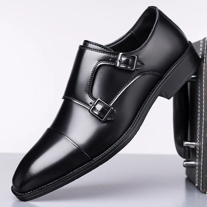 Auremont Split Leather Double Monk Strap Shoes 2