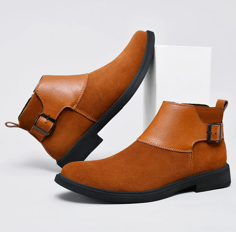 Harlan Buckle Zip Boots side zip entry
