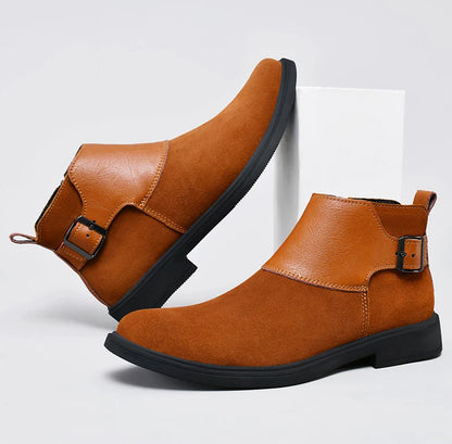 Harlan Buckle Zip Boots side zip entry