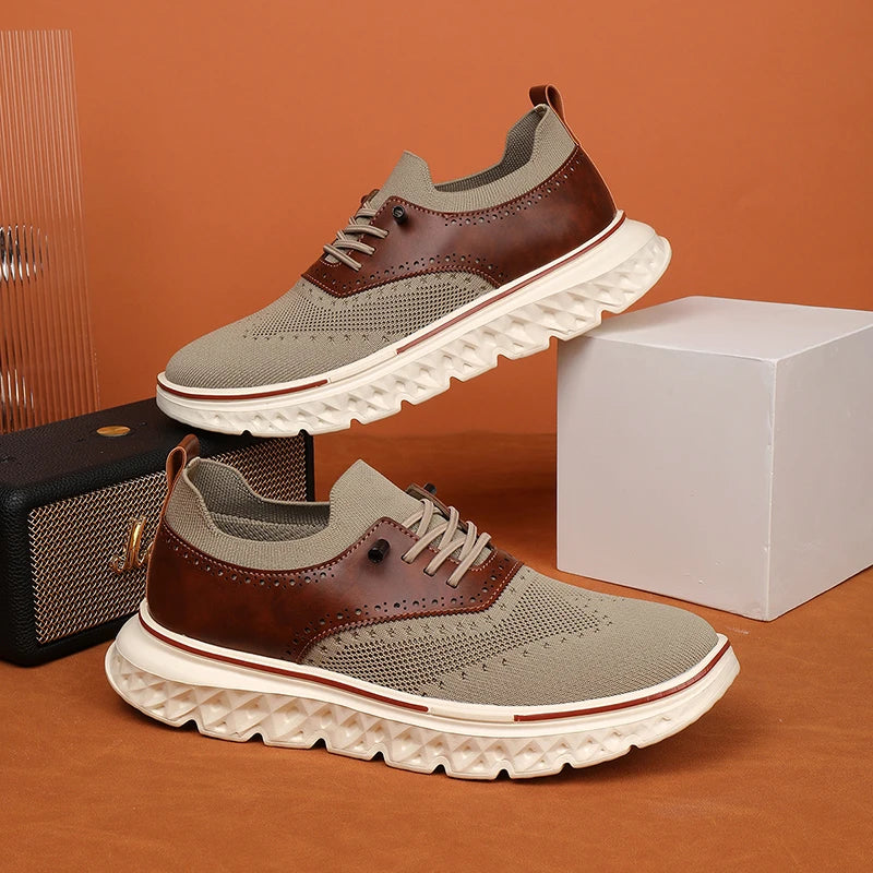 Ashford Knit Dress Sneakers in brown, side profile