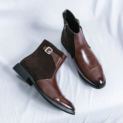 Thornbury Patchwork Buckle Boots in brown