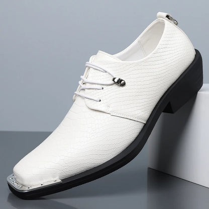 Montrose Croc-Effect Square Toe Dress Shoes 8