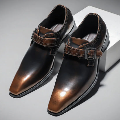 Whitmore Perforated Strap Monk Shoes