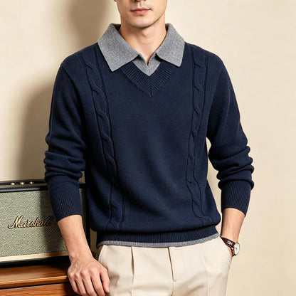 Averleigh Contrast Collar Cable Knit Sweater