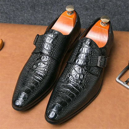 Chantrell Broad Strap Croc-Effect Dress Shoes