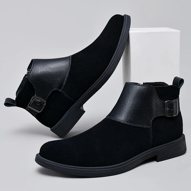 Harlan Buckle Zip Boots angled view