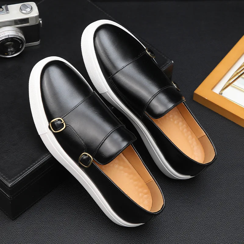 Belgrave Double Monk Slip-Ons in black