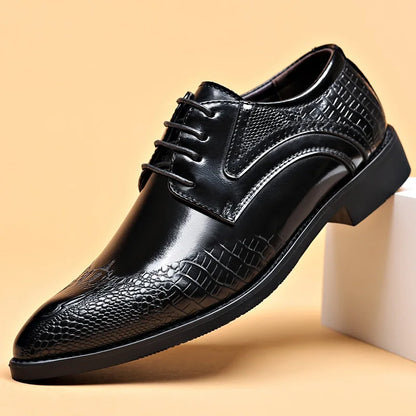 Hartley Scaled Panel Derby Shoes in black