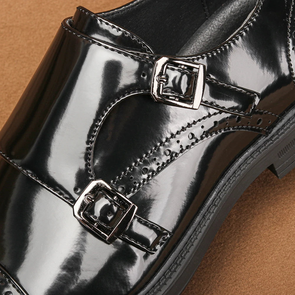 Claremont Glossy Cap Toe Monk Strap Shoes 4
