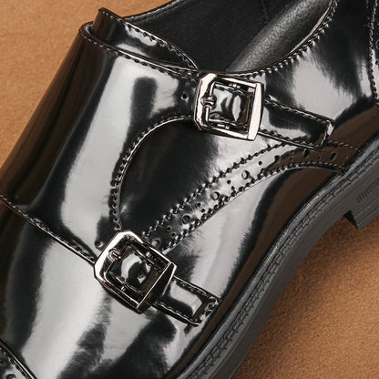 Claremont Glossy Cap Toe Monk Strap Shoes 4