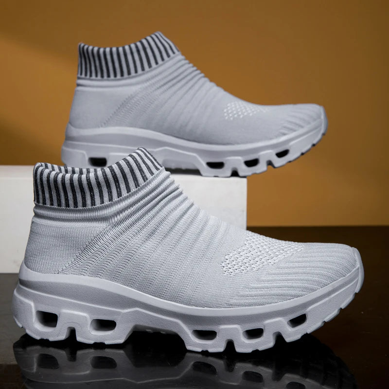Slip-on walking sneakers worn