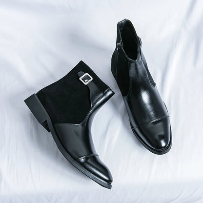Thornbury Patchwork Buckle Boots in black