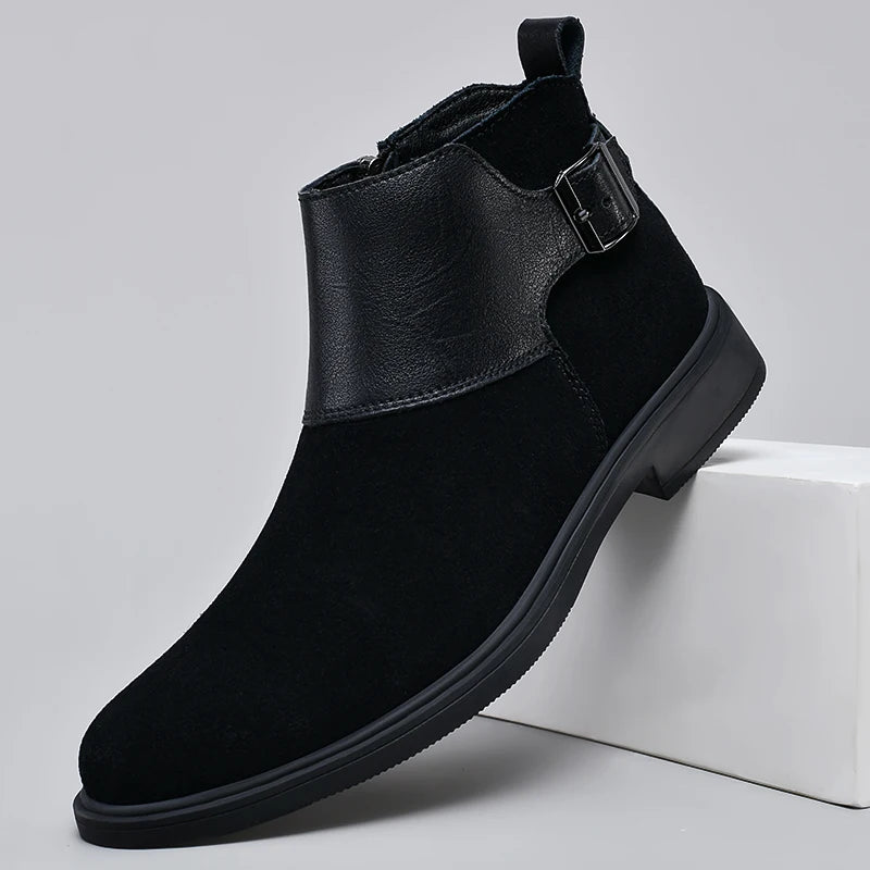 Harlan Buckle Zip Boots leather upper detail