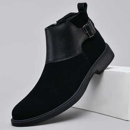 Harlan Buckle Zip Boots leather upper detail