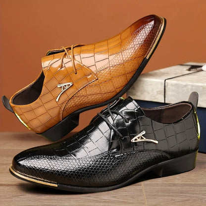 Rivington Croc-Effect Gold Trim Dress Shoes 4