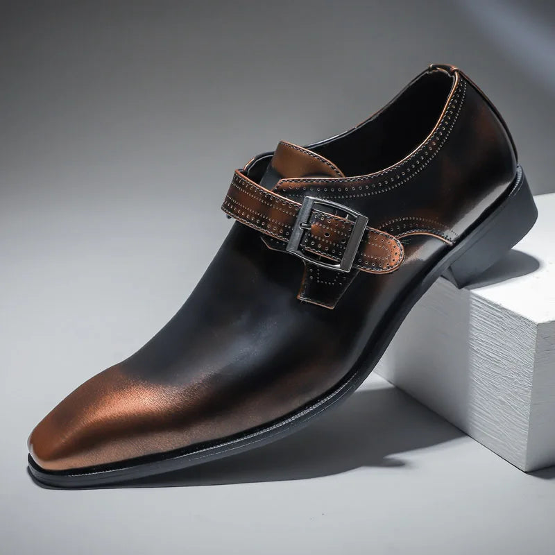 Whitmore Perforated Strap Monk Shoes 3
