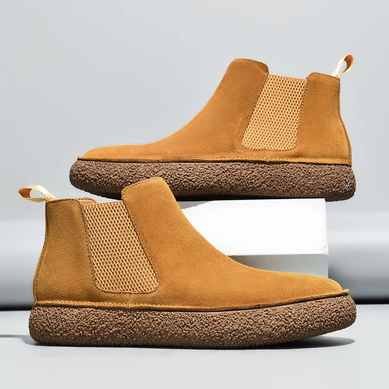 Fairbank Suede Chelsea Boots in brown, side profile